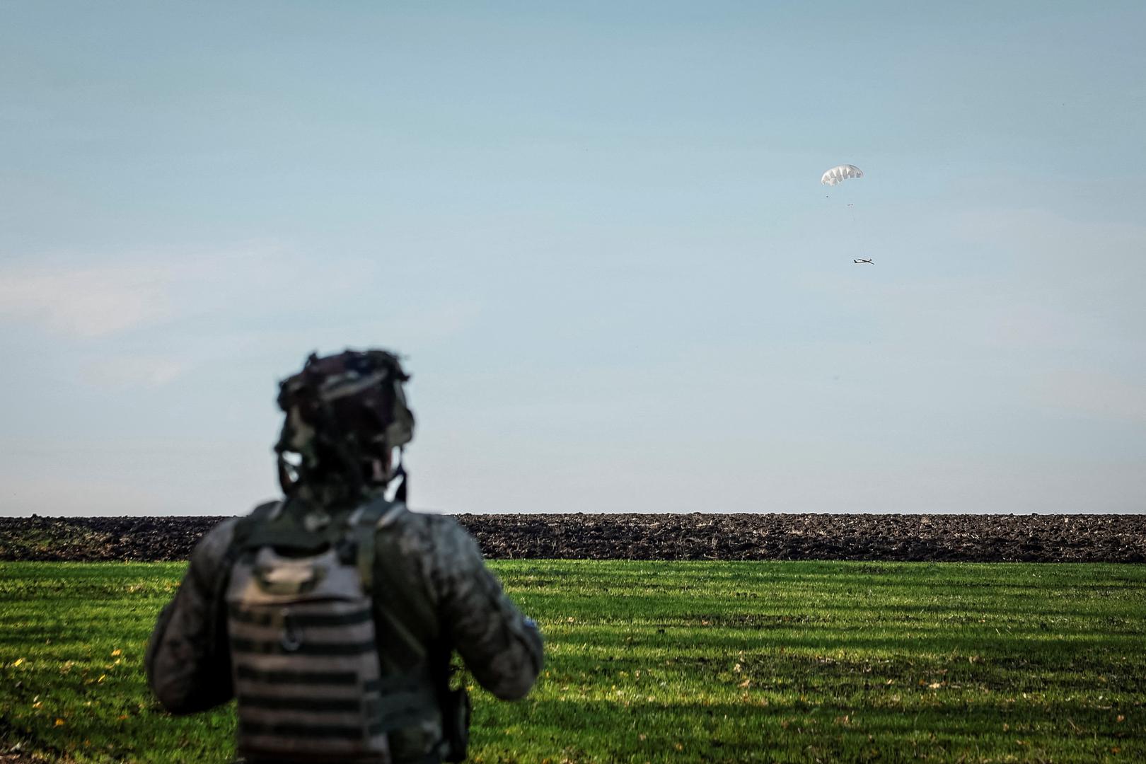 Serviceman of the 15th Separate Artillery Reconnaissance Brigade of the Armed Forces of Ukraine looks at the landing of a Shark drone, amid Russia's attack on Ukraine, in Kharkiv region, Ukraine, October 30, 2023. REUTERS/Alina Smutko Photo: ALINA SMUTKO/REUTERS