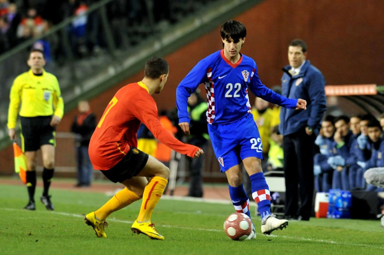 '03.03.2010., Belgija, Bruxelles - Prijateljska utakmica nogometnih reprezentacija Hrvatske i Belgije. Hrvoje Cale Photo: Marko Lukunic/PIXSELL'