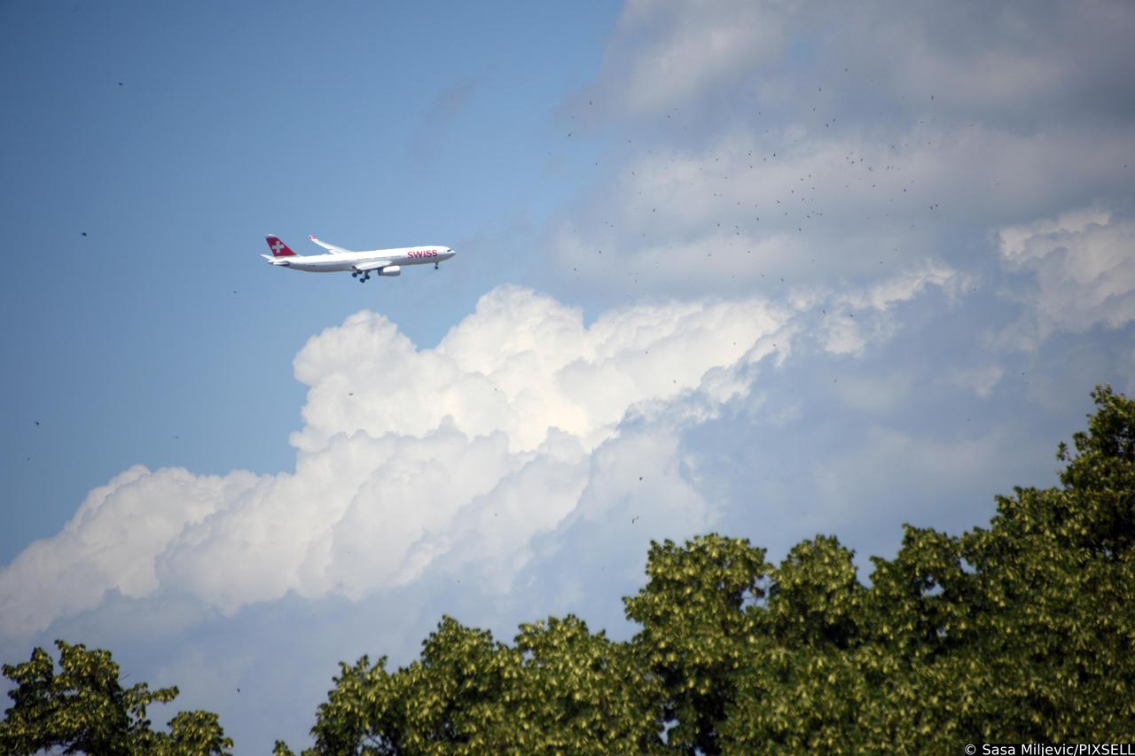 Zrakoplov kompanije Swissair na nebu iznad Pule
