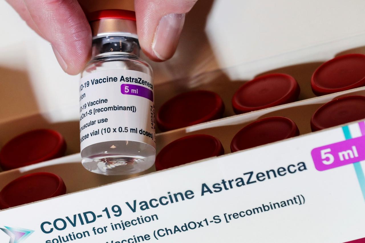Vial with the AstraZeneca's coronavirus disease (COVID-19) vaccine is pictured in Berlin
