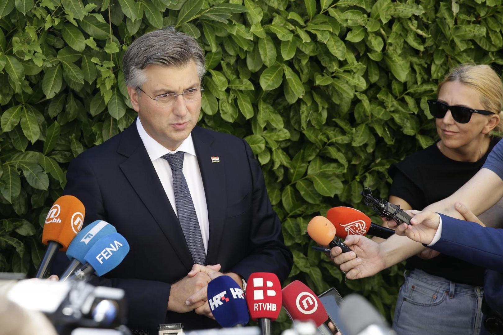 14.09.2020., Mostar - Sastanak Andreja Plenkovica s  biskupima mons. Ratkom Pericem i mons. Petrom Palicem  Photo: Denis Kapetanovic /PIXSELL