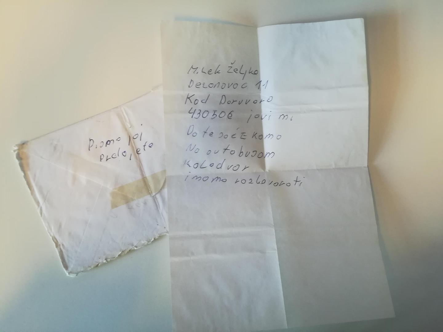 Na fotografiji: Pismo koje je Dunja Mazzocco Drvar primila prije 10-ak godina, dok još nisu zaživjele društvene mreže,  dok je radila na HRT-u.