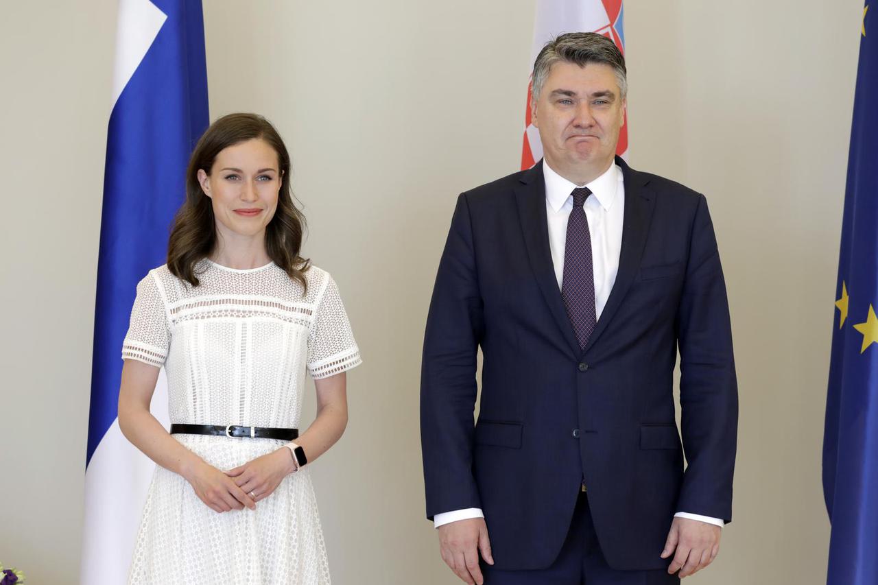 Zagreb: Predsjednik Milanović primio Sannu Marin, predsjednicu Vlade Republike Finske