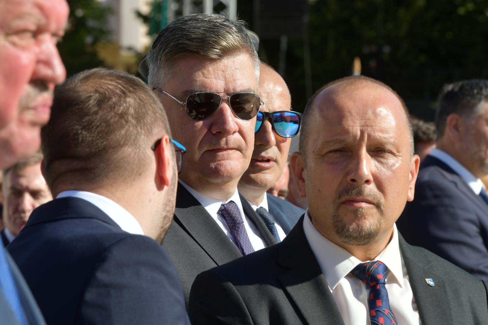 05.08.2025., Knin - Polaganje vijenaca na spomenik Oluja 95 povodom 30.Obljetnice Vojno-redarstvene akcije OLuja. Uz obitelji branitelja vijence je polozio i drzavni vrh, predsjednik Zoran Milanovic, premijer Andrej Plenkovic. Photo: Hrvoje Jelavic/PIXSELL