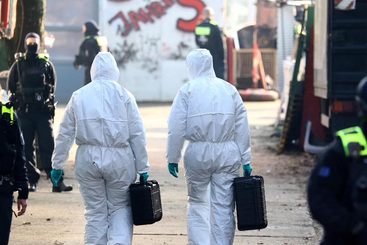 German police secures the area during search for long-sought alleged Red Army Faction militant