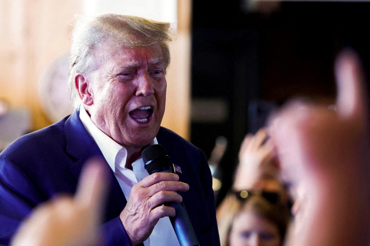 FILE PHOTO: Republican presidential contender Trump campaigns at Iowa State Fair