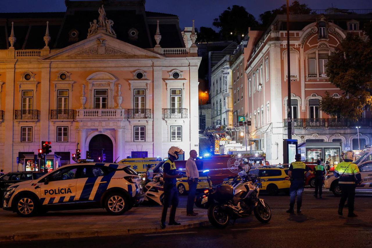 Aftermath of the Gloria Funicular accident in Lisbon
