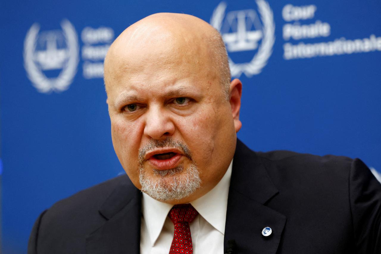 FILE PHOTO: International Criminal Court Prosecutor Karim Khan speaks during an interview with Reuters