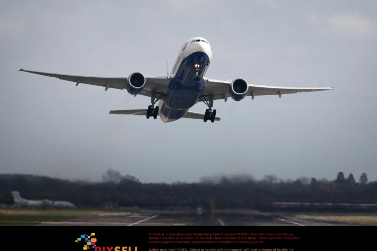 \'A British Airways Boeing 777 takes off from Gatwick Airport in West Sussex as a second wave of srikes by cabin crew staff are due to begin at midnight tonight. Photo: Press Association/Pixsell\'