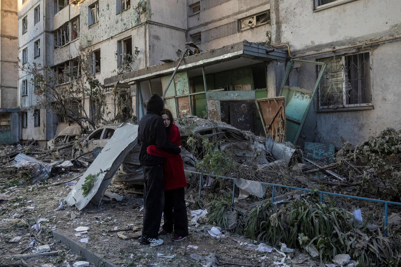 Aftermath of overnight Russian missile and drone strikes in Kyiv
