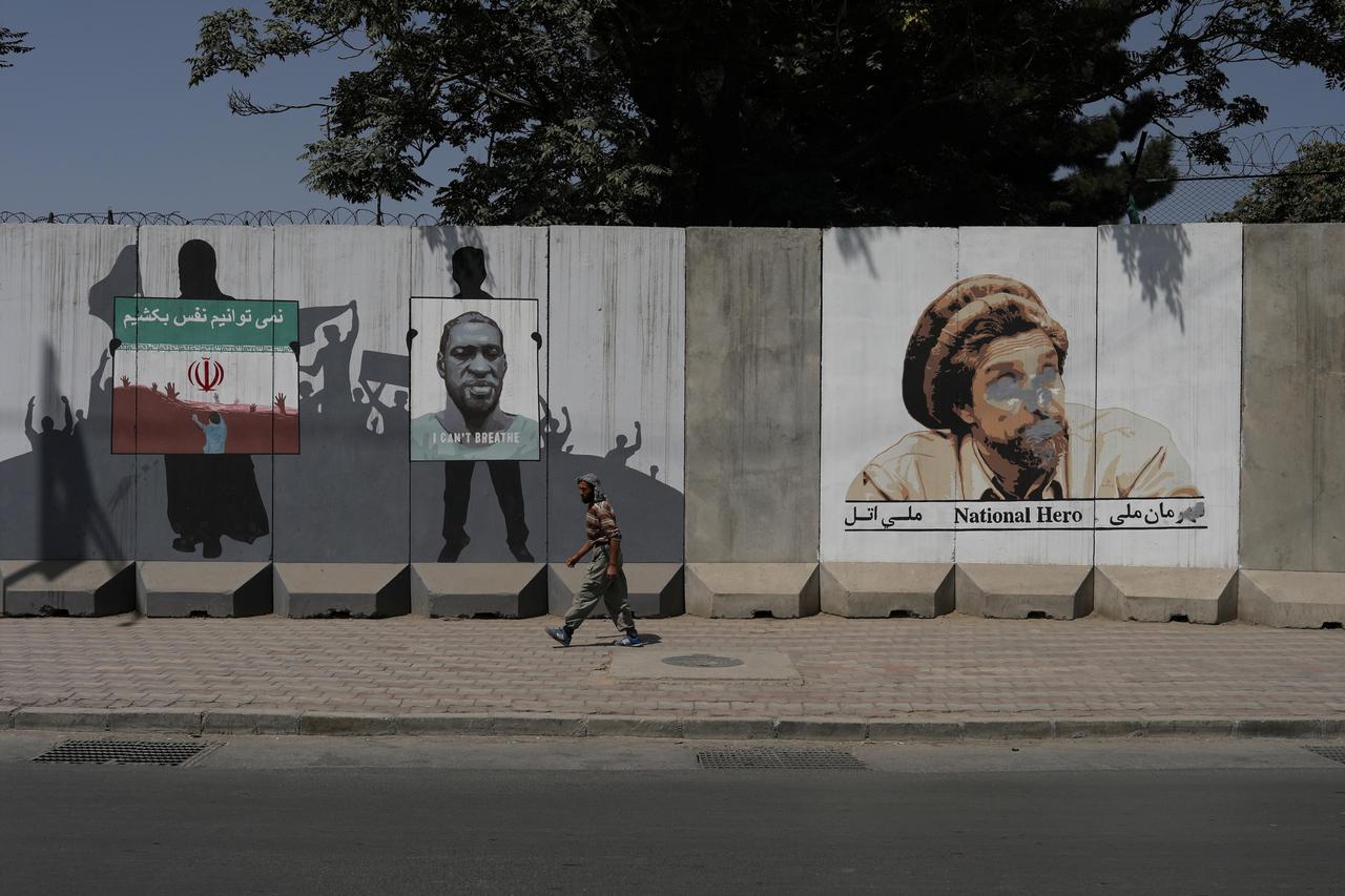 A general view of a wall with murals in Kabul