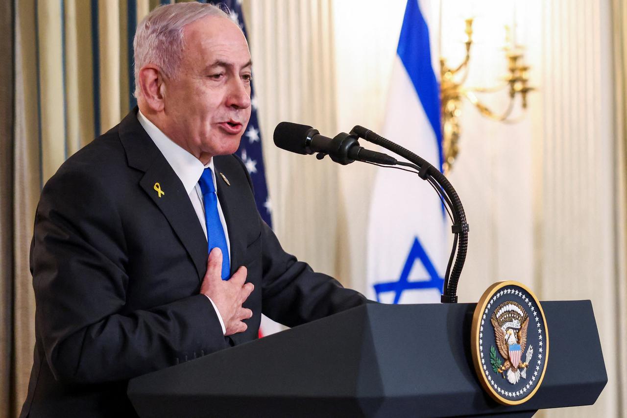 U.S. President Trump meets Israeli PM Netanyahu at the White House in Washington