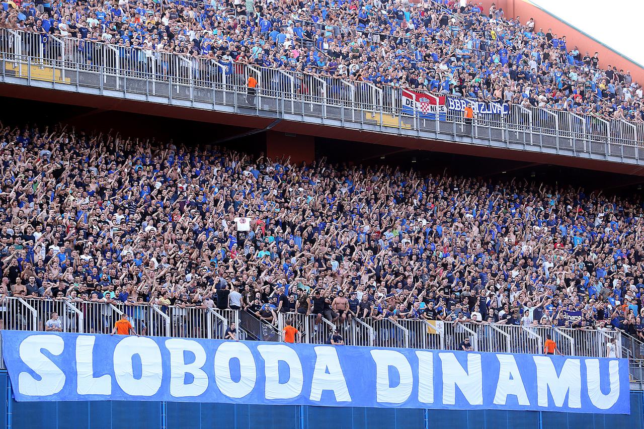 12.07.2015., stadion u Maksimiru, Zagreb - Derbi utakmica izmedju GNK Dinamo i HNK Hajduk u prvom kolu MAXtv Prve lige. Navijaci Dinama, Bad Blue Boys u velikom broju dosli su na utakmicu.  Photo: Goran Stanzl/PIXSELL