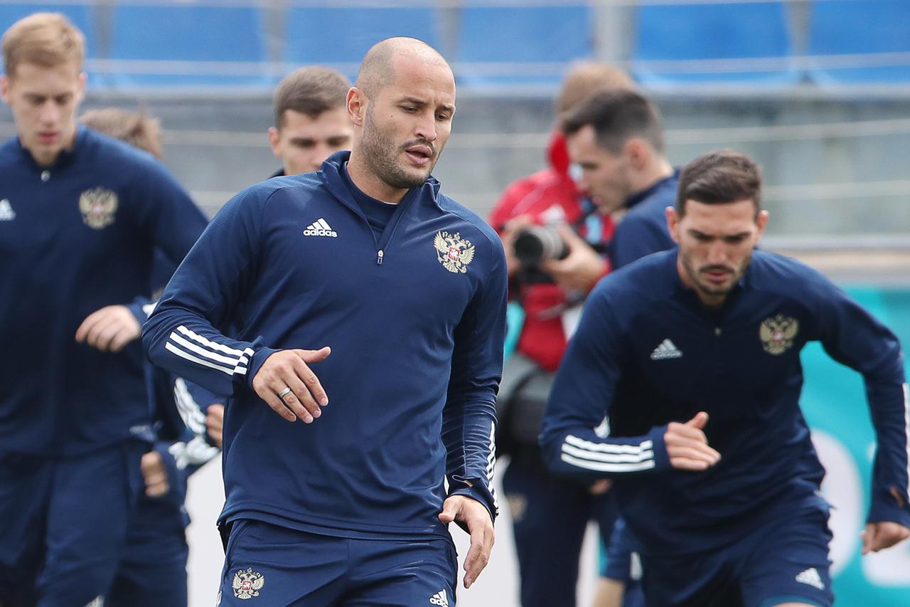 Russian national team in training ahead of UEFA Euro 2020 match against Finland