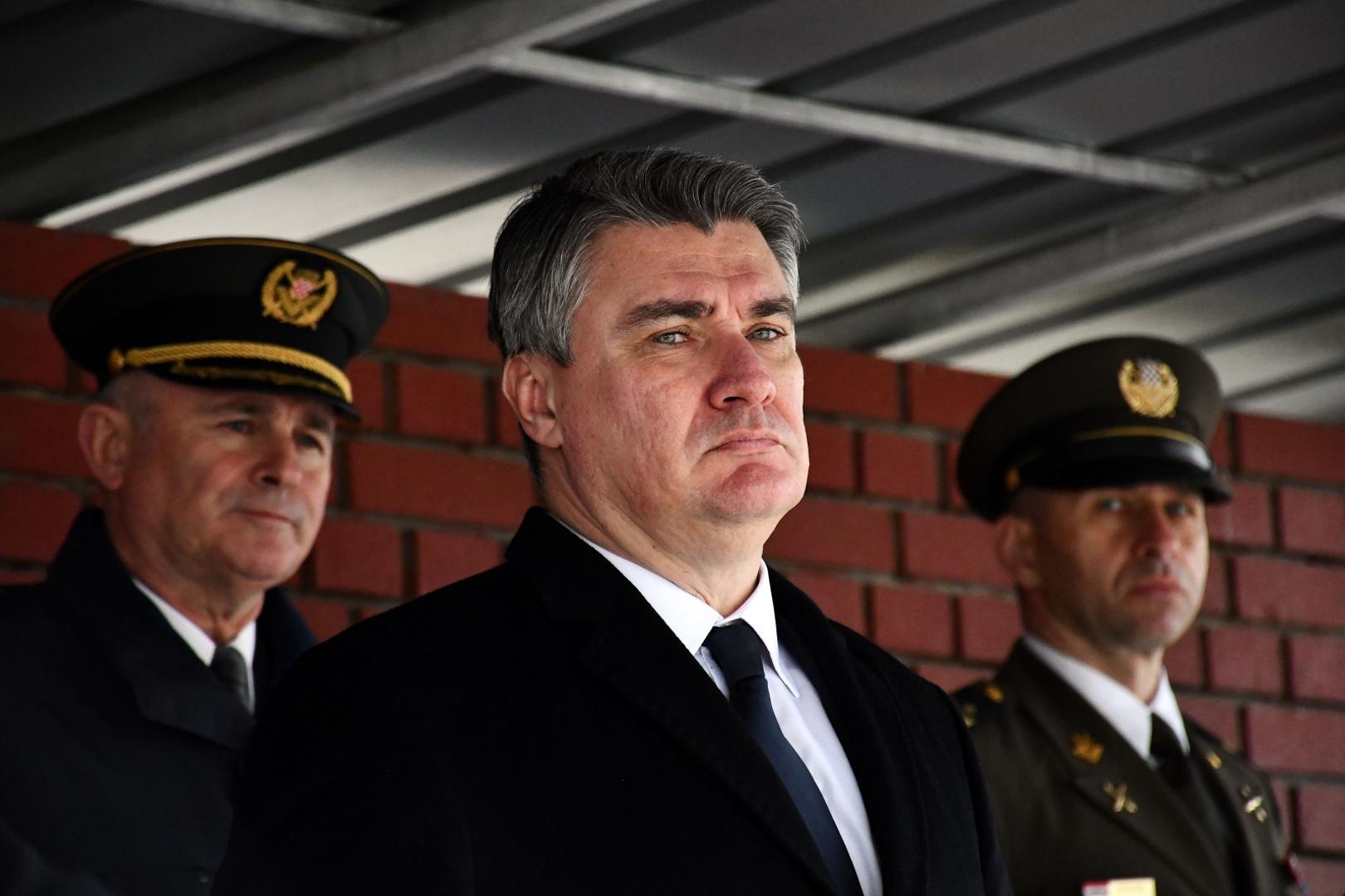 12.03.2021.,Pozega - Svecana prisega 29. narastaja rocnika na dragovoljnom vojnom osposobljavanju kojoj je nazocio i predsjednik RH Zoran Milanovic odrzana je se u vojarni "123. brigade HV"Photo: Ivica Galovic/PIXSELL