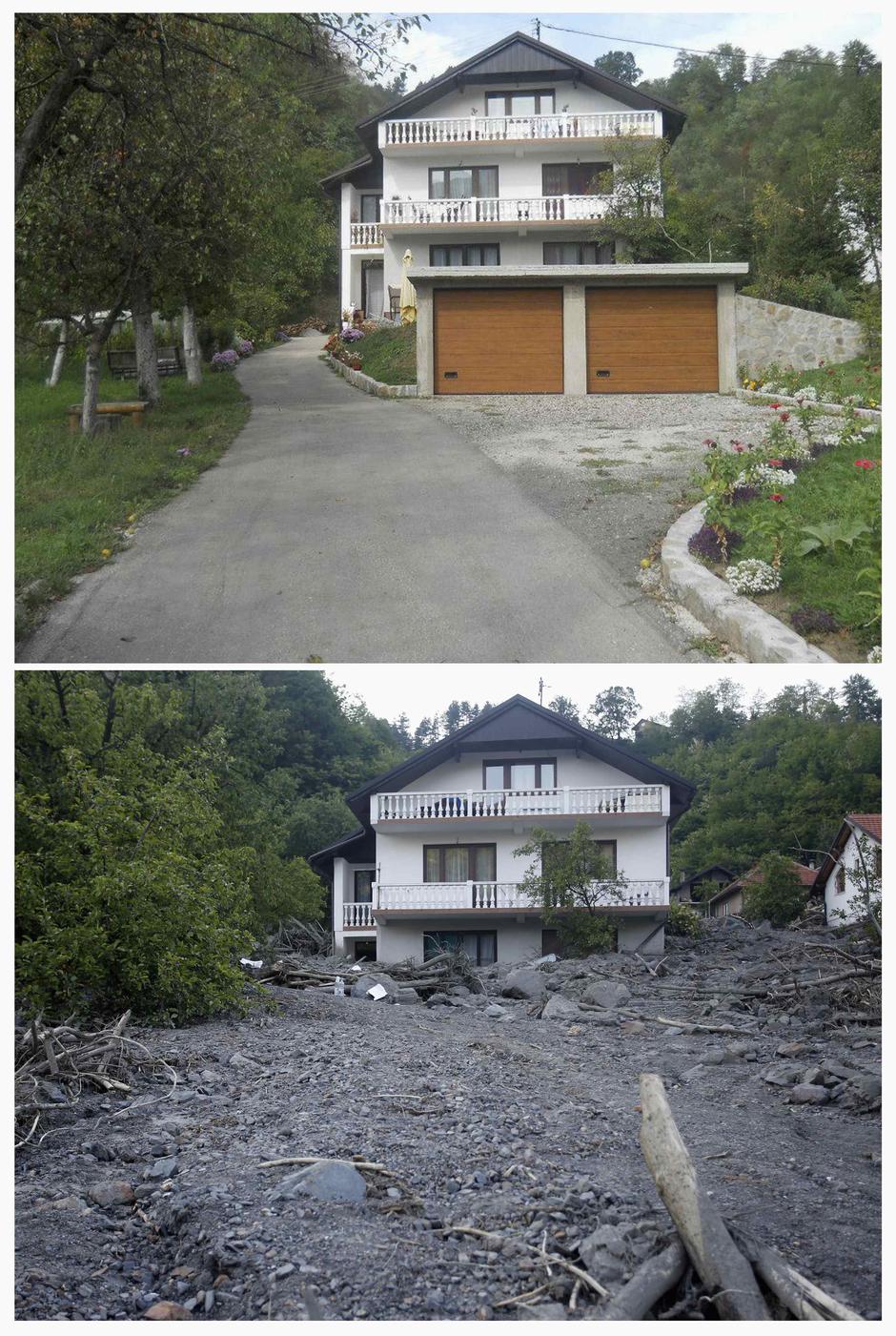 Bosna objekti prije i poslije poplava