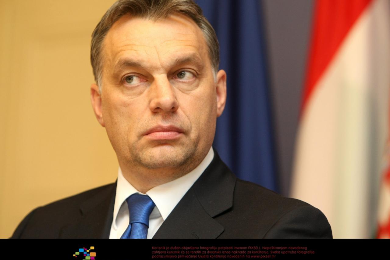 '08.02.2011. Zagreb, Hrvatska - Premijerka Jadranka Kosor u Banskim dvorima susrela se sa madjarskim premijerom Viktorom Orbanom. Photo: Petar Glebov/PIXSELL'