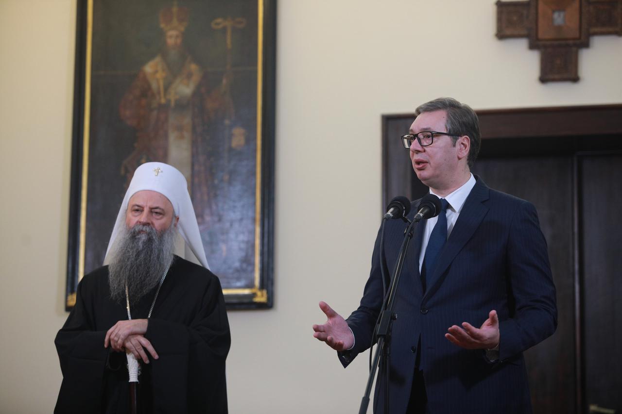 Beograd: Vučić i patrijarh Porfirije obratili se javnosti nakon održanog sastanka