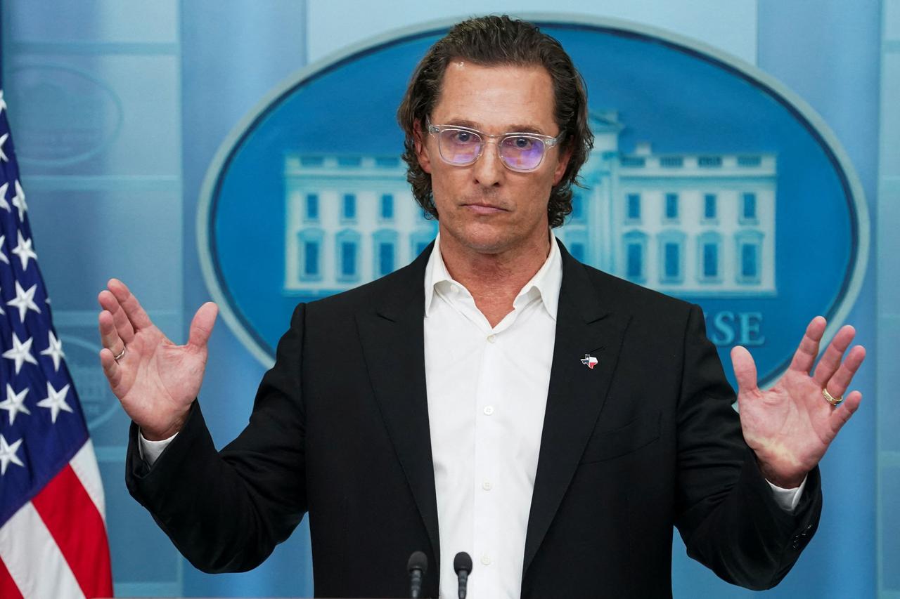 Actor Matthew McConaughey speaks to reporters about Uvalde mass shooting during a press briefing at the White House in Washington