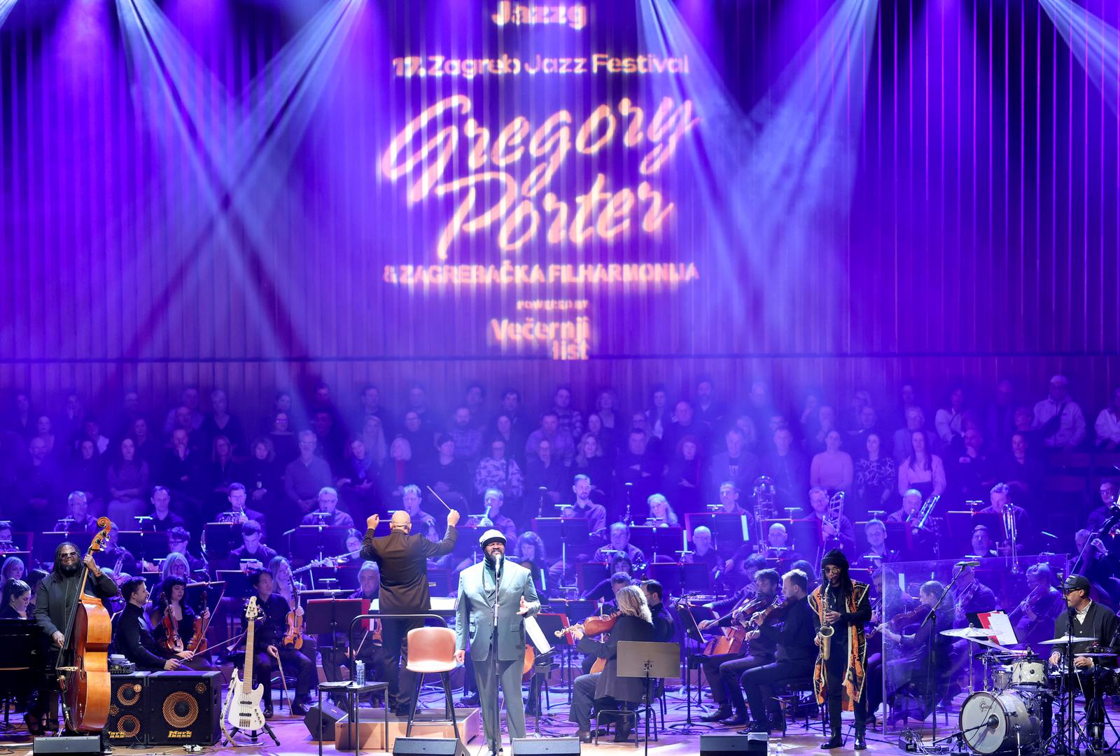 23.01.2026., Zagreb - Nagradjivani americki glazbenik Gregory Porter s bendom u pratnji Zagrebacke filharmonije nastupio  u KD Vatroslav Lisinski povodom otvaranja 17. Zagreb Jazz Festivala.   Photo: Emica Elvedji/PIXSELL
