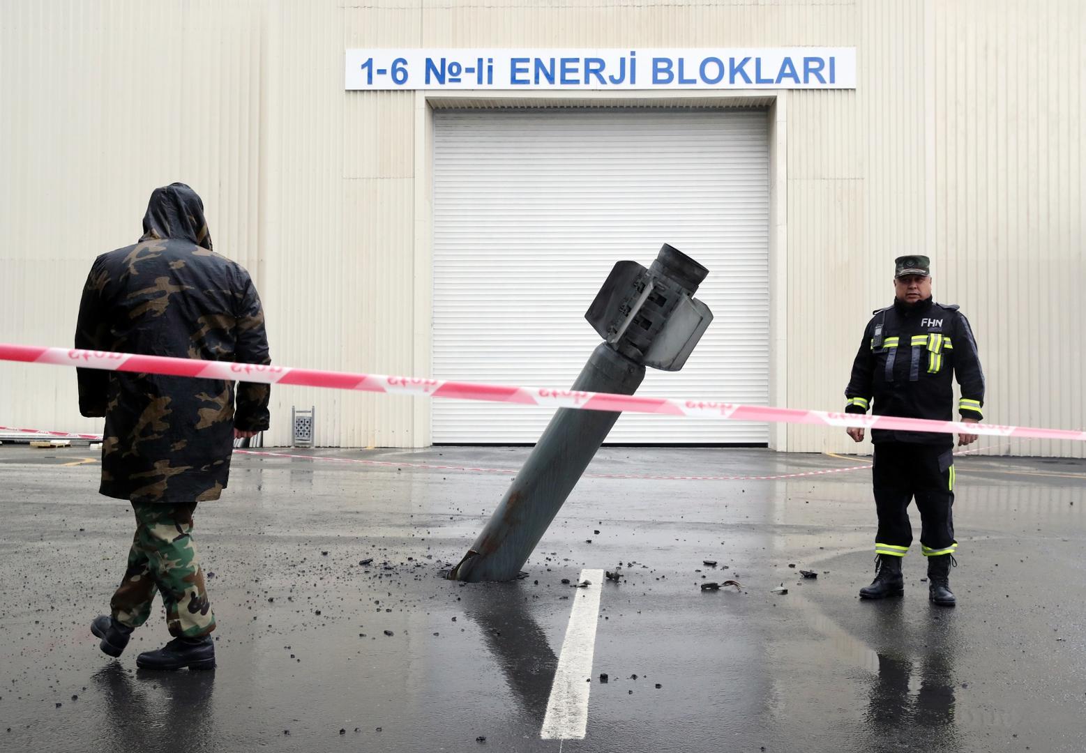 AZERBAIJAN - OCTOBER 5, 2020: An unexploded BM-30 Smerch rocket by the Mingachevir Hydro Power Station. The situation in Nagorno-Karabakh escalated on September 27, 2020, with reports from Yerevan on the Azerbaijani troops advancing in the direction of Nagorno-Karabakh and shelling its settlements, including the capital city of Stepanakert. Both Azerbaijan and Armenia have declared martial law and military mobilization, reporting on casualties and injuries among civilians as well. Valery Sharifulin/TASS Photo via Newscom Newscom/PIXSELL