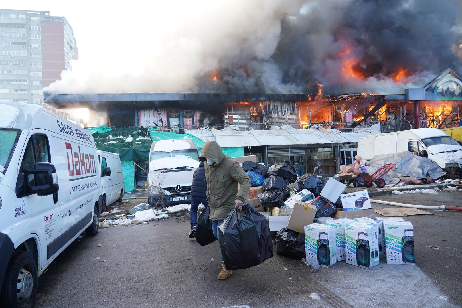 24, January, 2024, Belgrade - After less than two years, a huge fire broke out again in the China Shopping Center in Block 70. Photo: Antonio Ahel/ATAImages