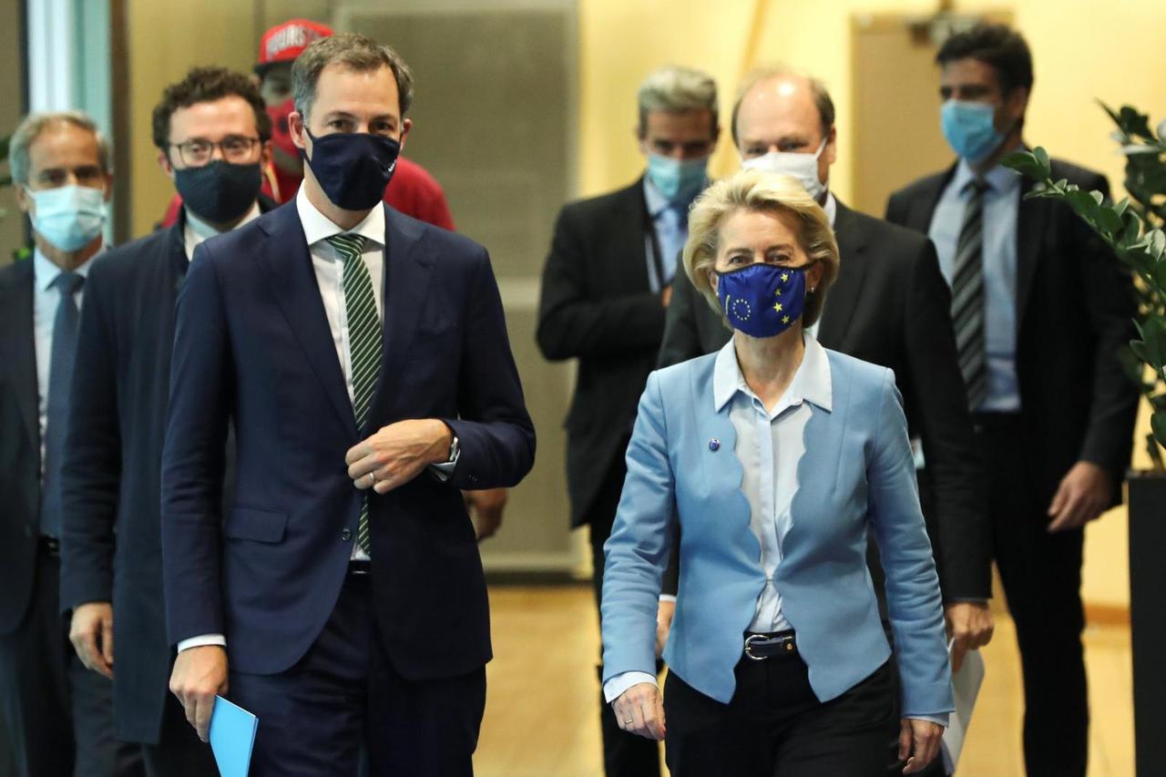 New Belgian PM De Croo is welcomed by EC President Ursula von der Leyen in Brussels