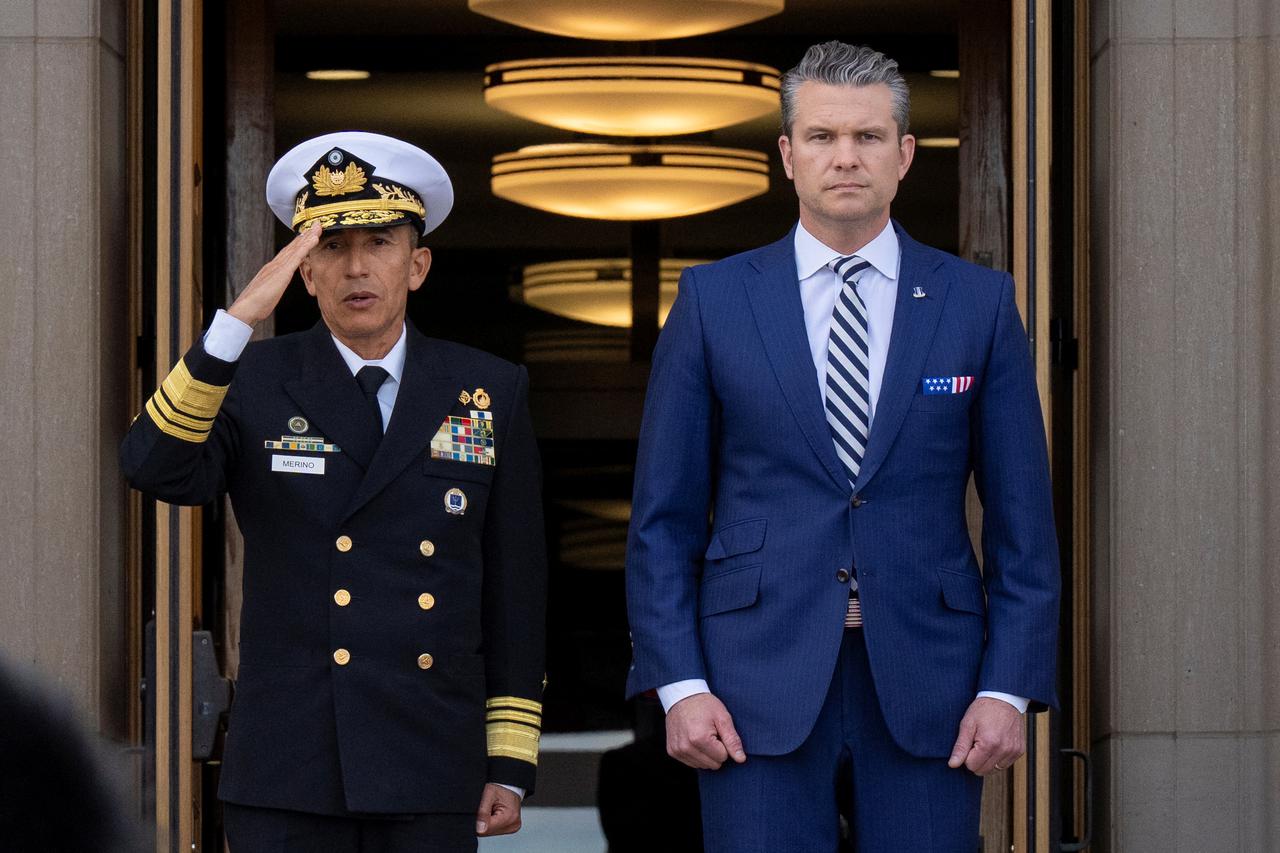 U.S. Defense Secretary Hegseth hosts arrival ceremony for El Salvador Defense Minister Merino Monroy