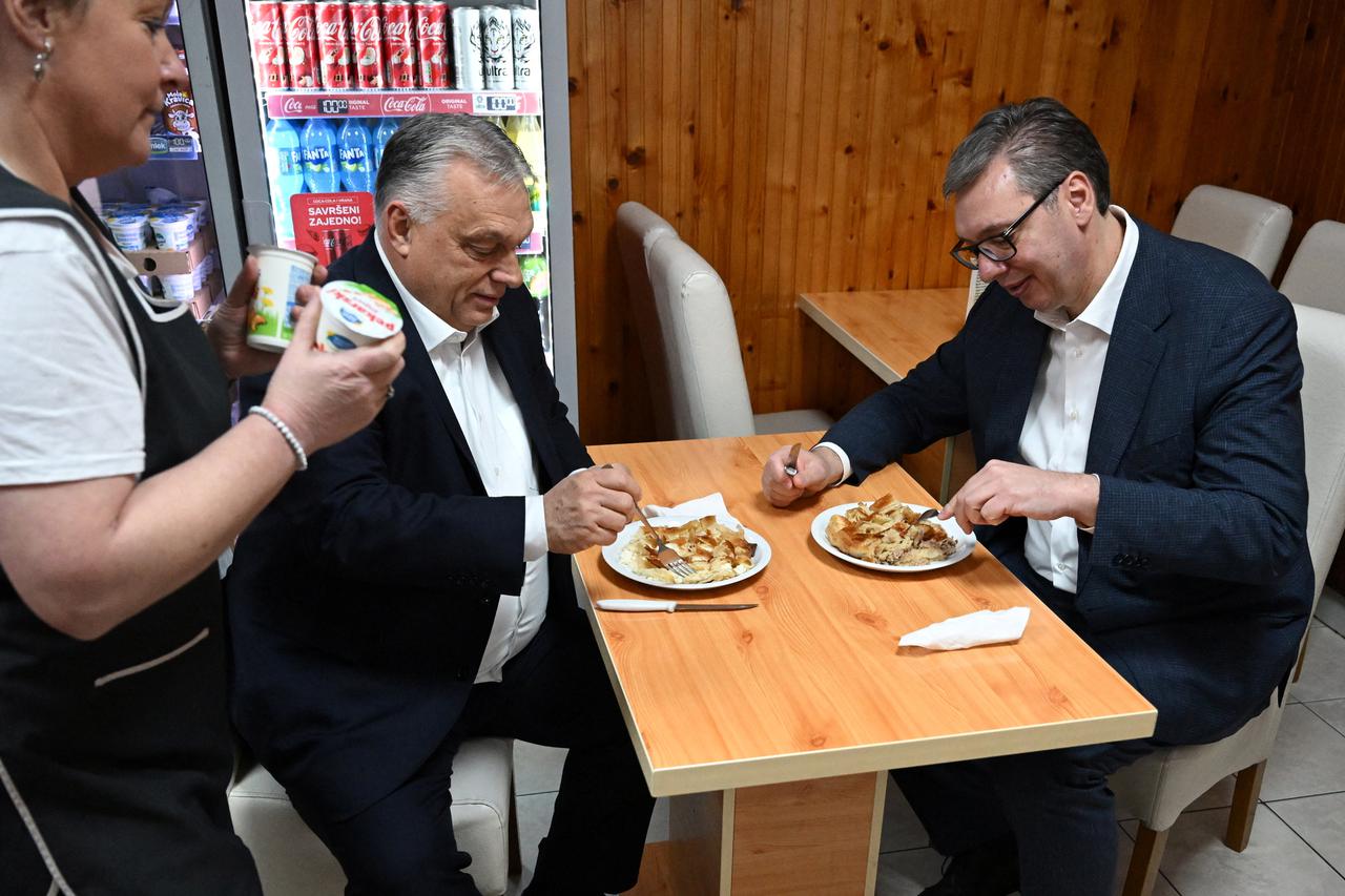 Serbian President Aleksandar Vucic meets Hungarian Prime Minister Viktor Orban in Subotica