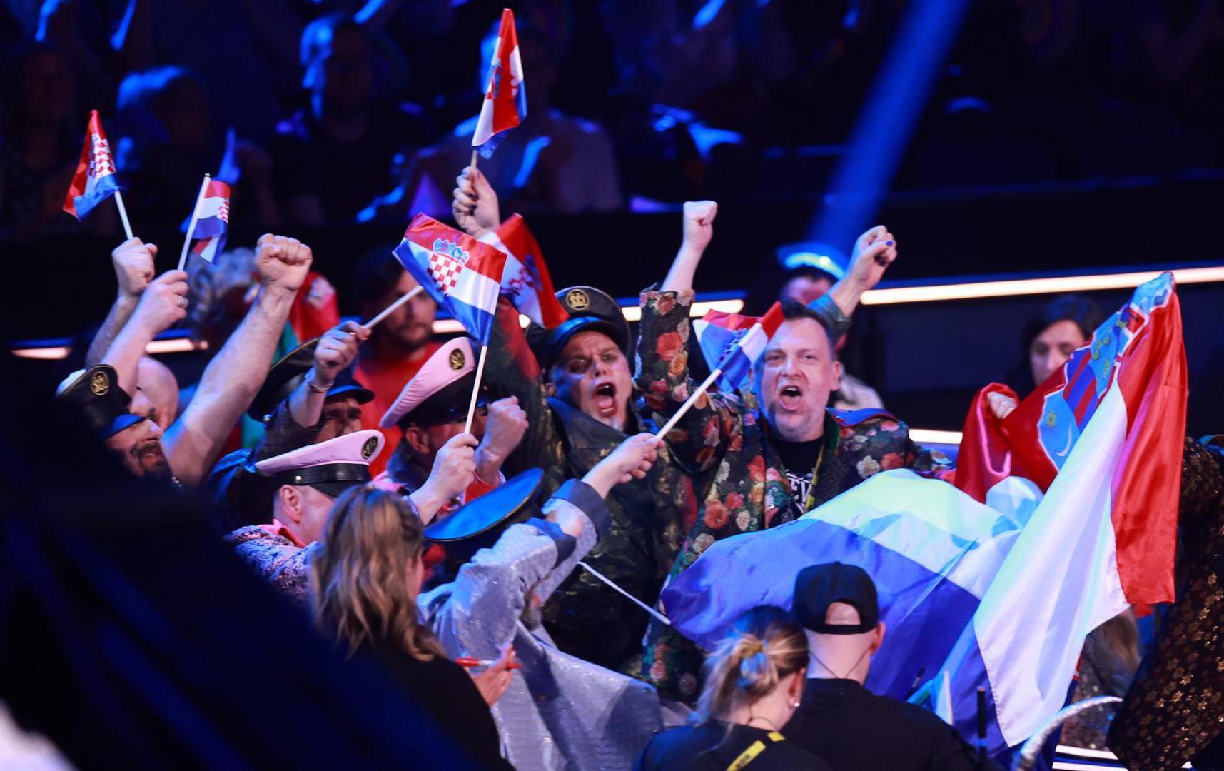 09.05. 2023. Liverpool - Poceo je 67. Eurosong. U prvoj eurovizijskoj polufinalnoj veceri nastupaju predstavnici Hrvatske,  grupa Let 3 s pjesmom Mama SC. Za prolazak dalje bore i Norveska, Malta, Srbija, Latvija, Portugal, Irska, Svicarska, Izrael, Moldavija, Svedska, Azerbajdzan, Ceska, Nizozemska i Finska. Predstavnica Hrvatske Let 3 s pjesmom Mama SC prosli su u finale Eurosonga  Photo: Sanjin Strukic/PIXSELL