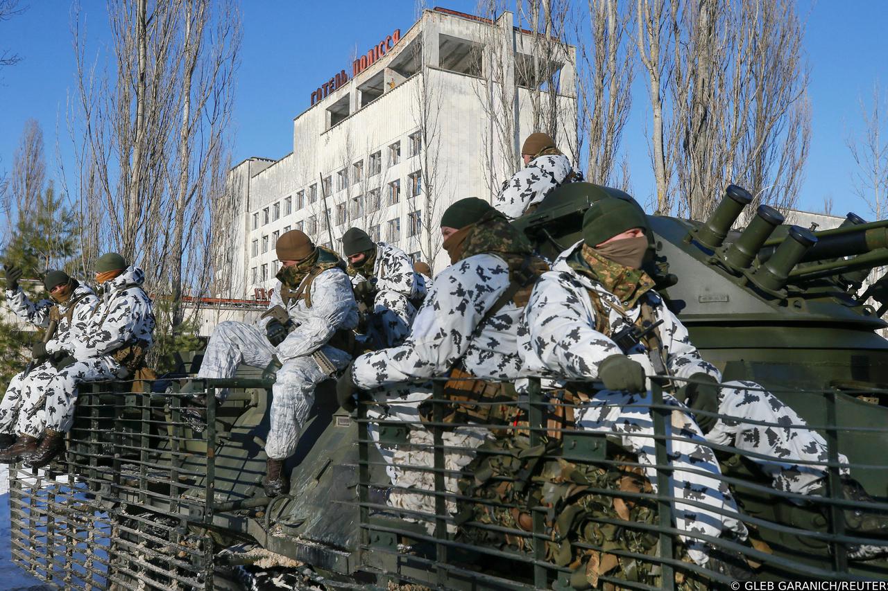 Ukrainian armed forces hold drills in the abandoned city of Pripyat