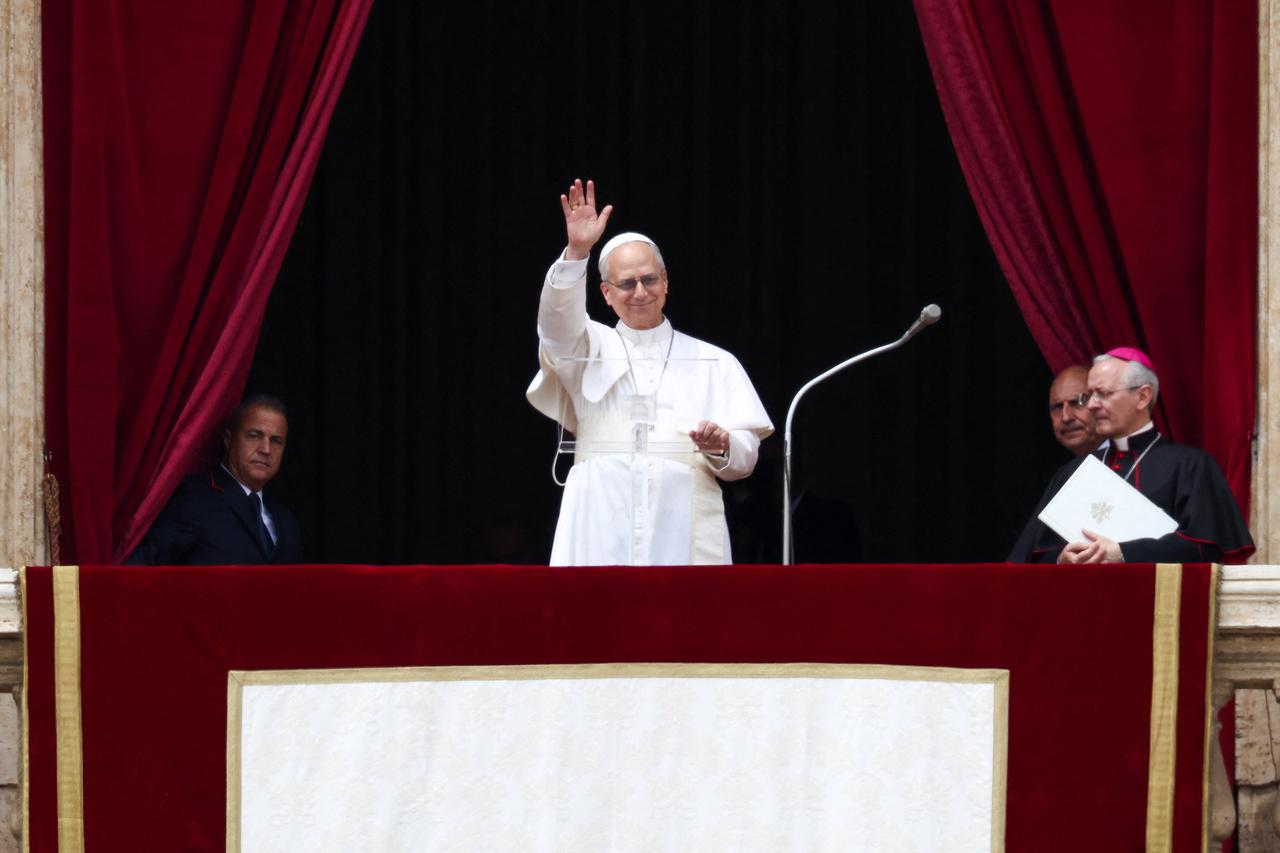 Pope Leo XIV leads Regina Caeli prayer from St Peter's Basilica, at the Vatican