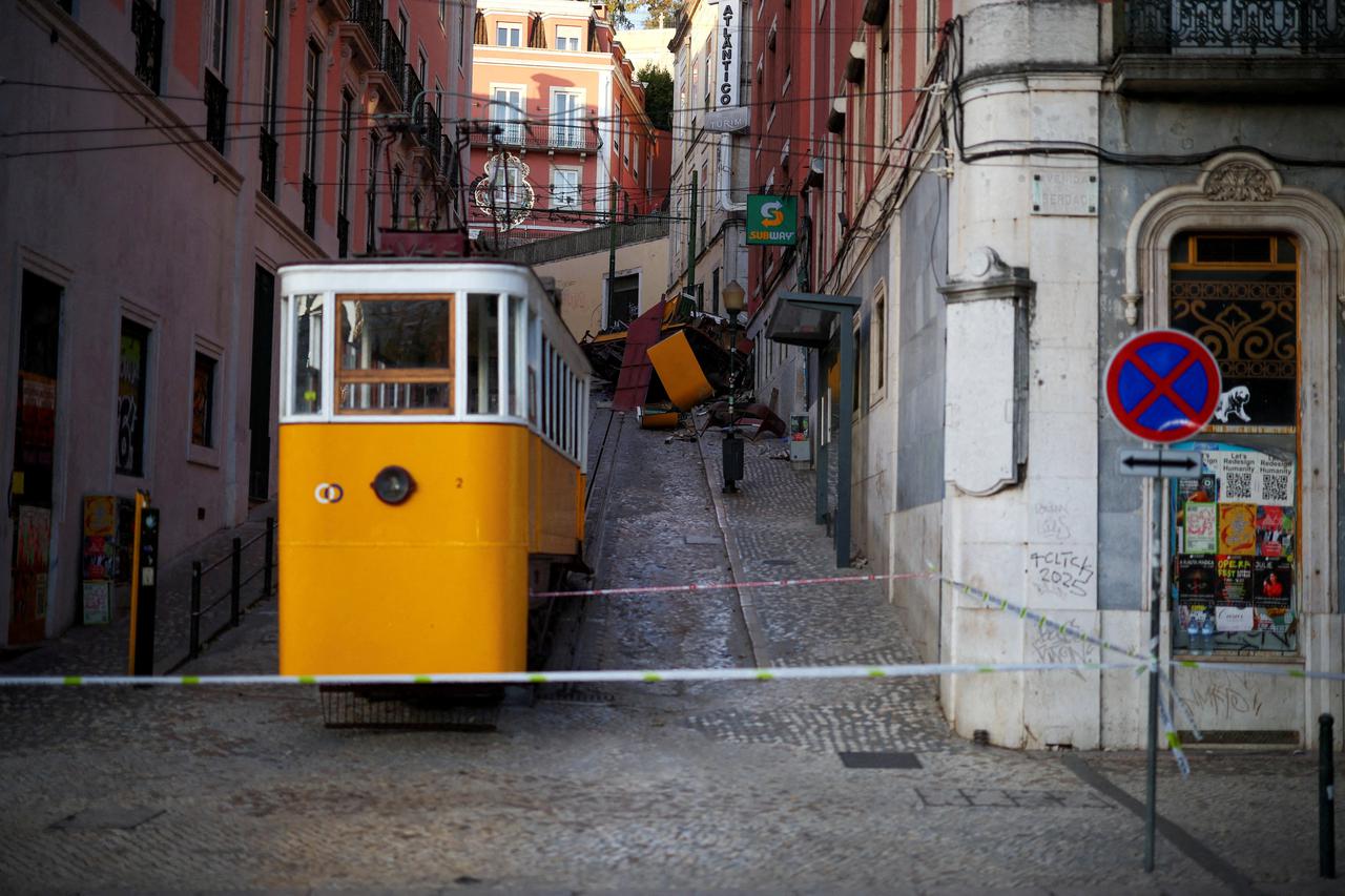 Aftermath of the Gloria Funicular accident in Lisbon
