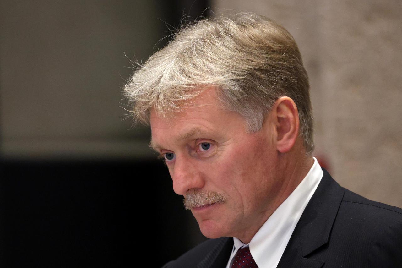 Kremlin spokesman Dmitry Peskov attends a news conference in Samarkand