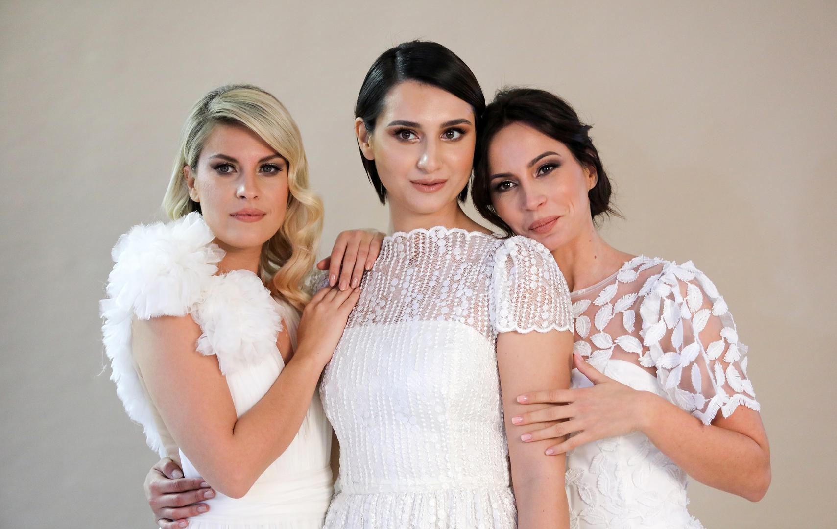 01.02.2022., Zagreb - Glumice Katarina Baban, Katarina Madirazza i Martina Stjepanovic na snimanju kampanje za Sajam vjencanja. Photo: Emica Elvedji/PIXSELL