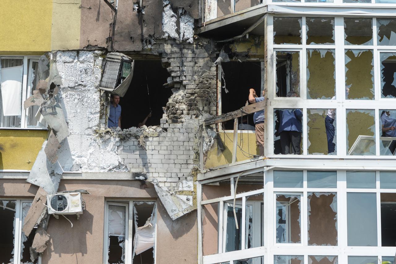 Aftermath of a Russian drone strike in Kyiv