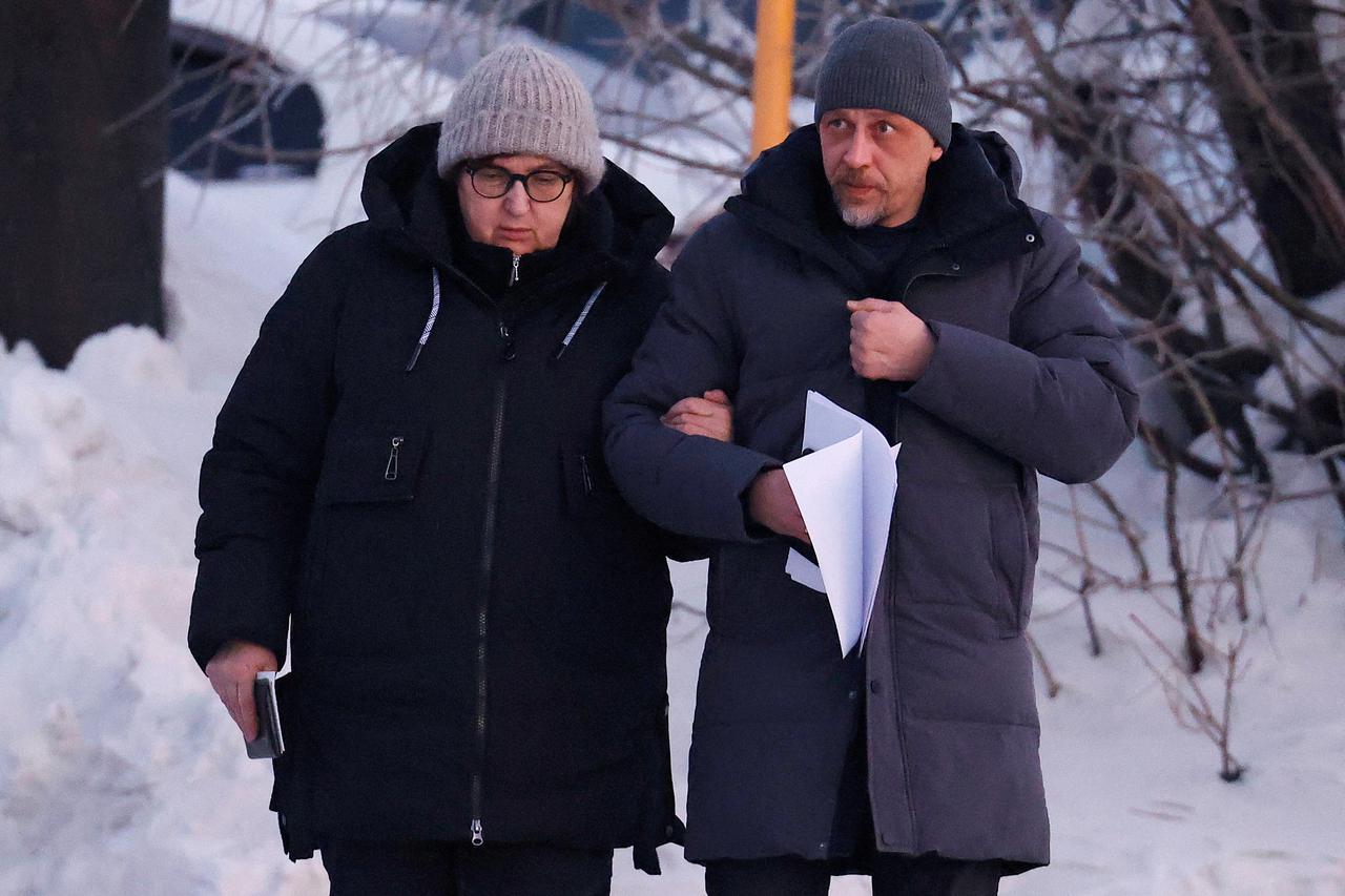 Mother of Alexei Navalny arrives at the regional department of Russia's Investigative Committee in Salekhard