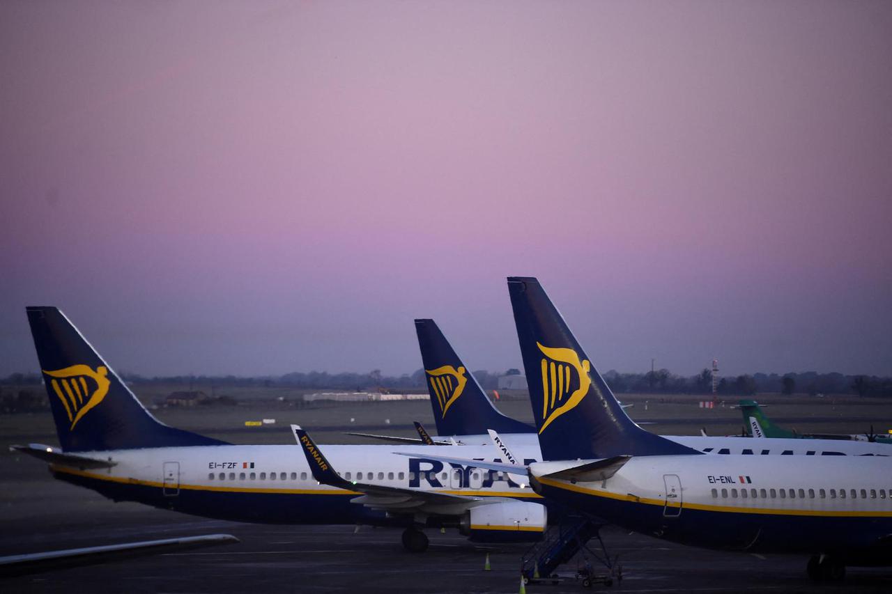 FILE PHOTO: Ryanair aircraft are seen at Dublin airport Dublin