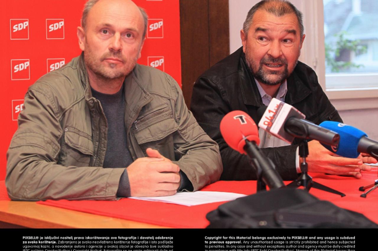 '12.10.2012., Koprivnica - Konferencija za novinare SDP-a Koprivnicko-krizevacke zupanije na kojoj je njezin predsjednik Darko Ledinski kritizirao koprivnicko-krizevackog zupana Darka Korena, Milanku 