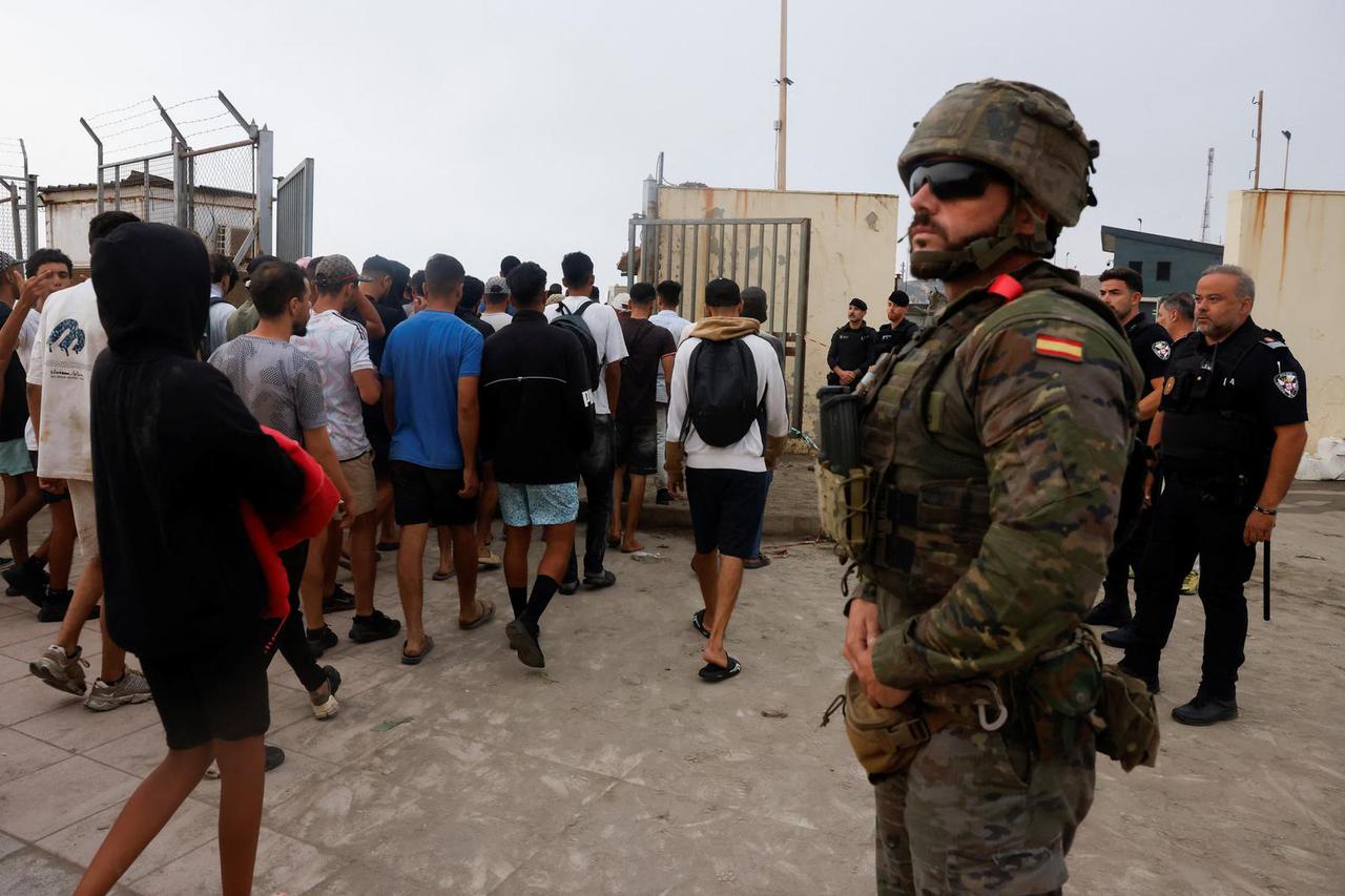 Mass crossings of migrants on foot and by sea from Morocco into Spanish territory, in Ceuta