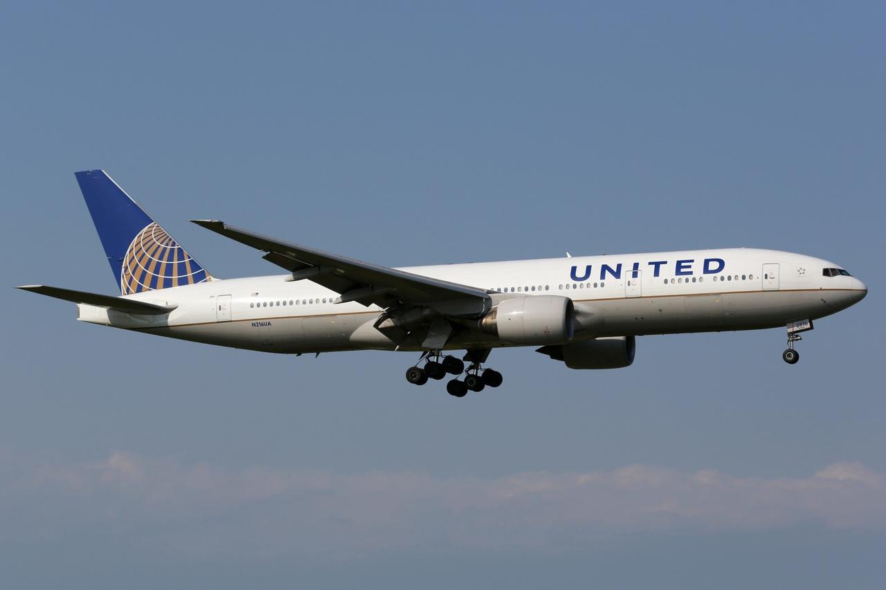 United Airlines Boeing 777 airplane at Tokyo Narita airport