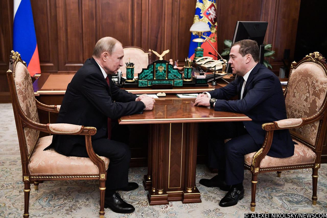 Russian President Putin meets with Prime Minister Medvedev