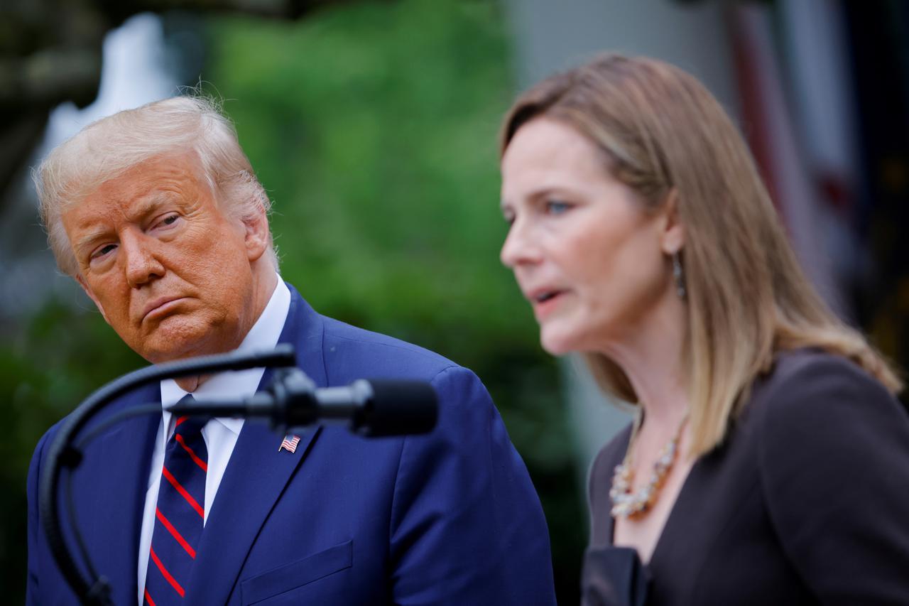 FILE PHOTO: U.S President Donald Trump holds an event to announce his nominee of U.S. Court of Appeals for the Seventh Circuit Judge Amy Coney Barrett to fill the Supreme Court seat