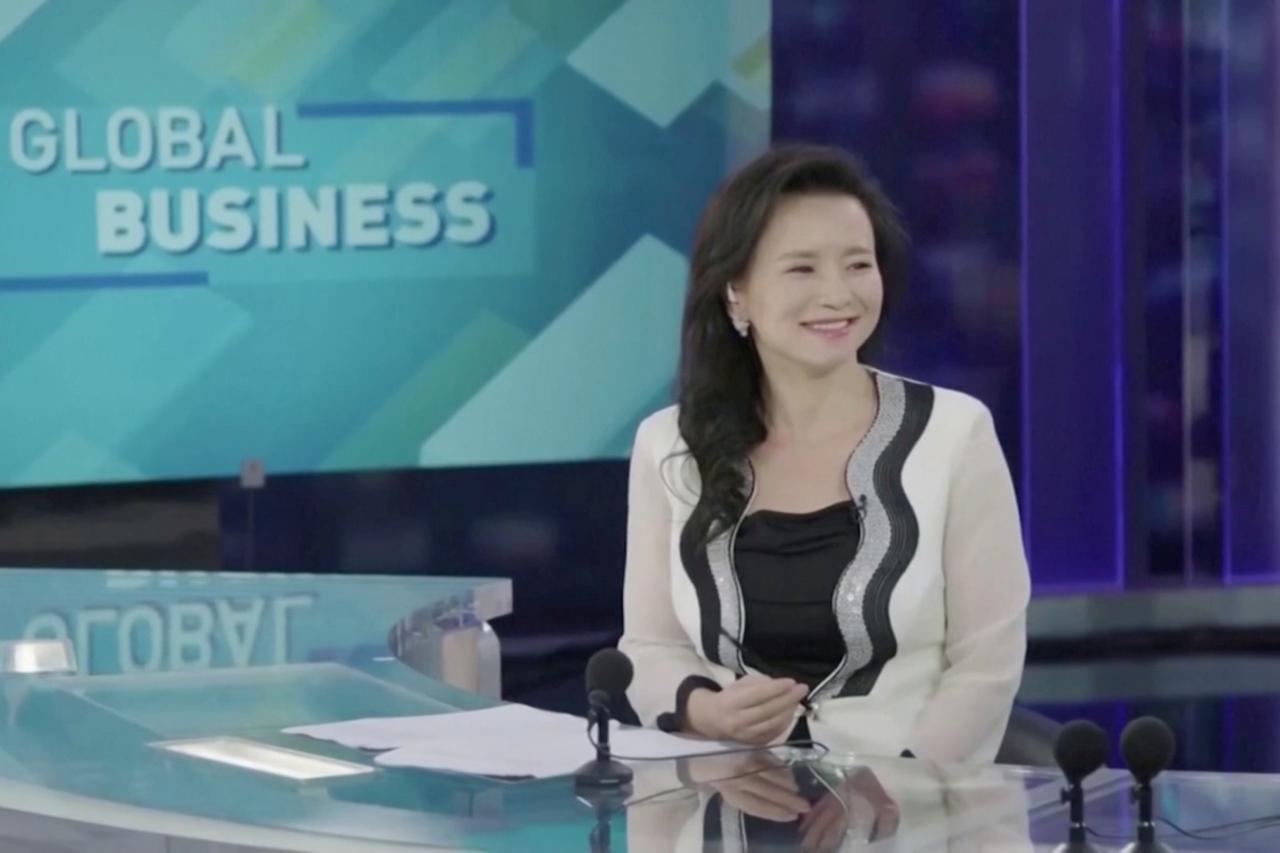 Australian journalist Cheng Lei is seen on a television set in Beijing