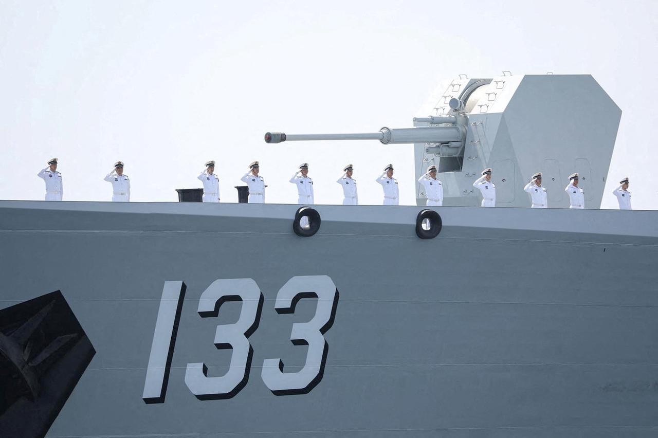 FILE PHOTO: Members of the Chinese Navy attend the joint Navy exercise of Iran, China and Russia in the Gulf of Oman