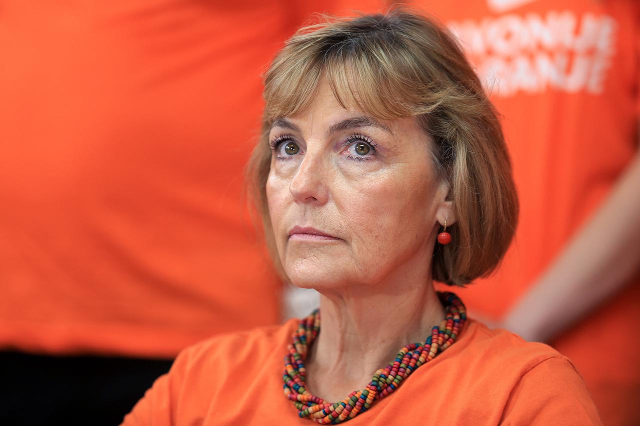 20.06.2015., Osijek - U kinu Urania predstavljen  voditelj i izborni timovi HNS-a za parlamentarne izbore. Vesna Pusic