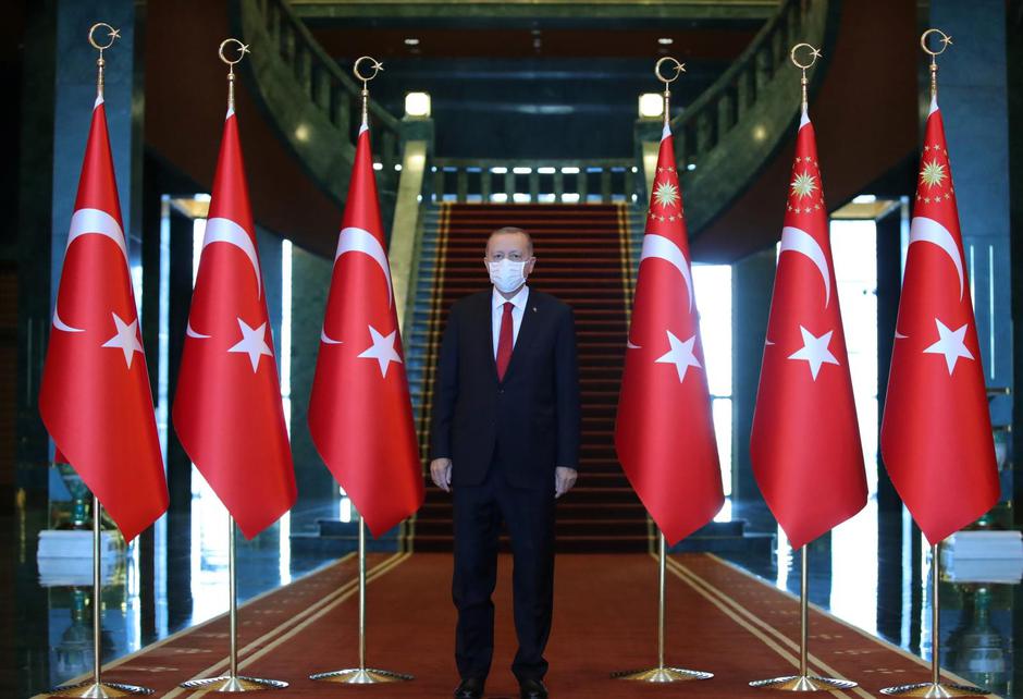 Turkish President Erdogan attends a Victory Day ceremony in Ankara