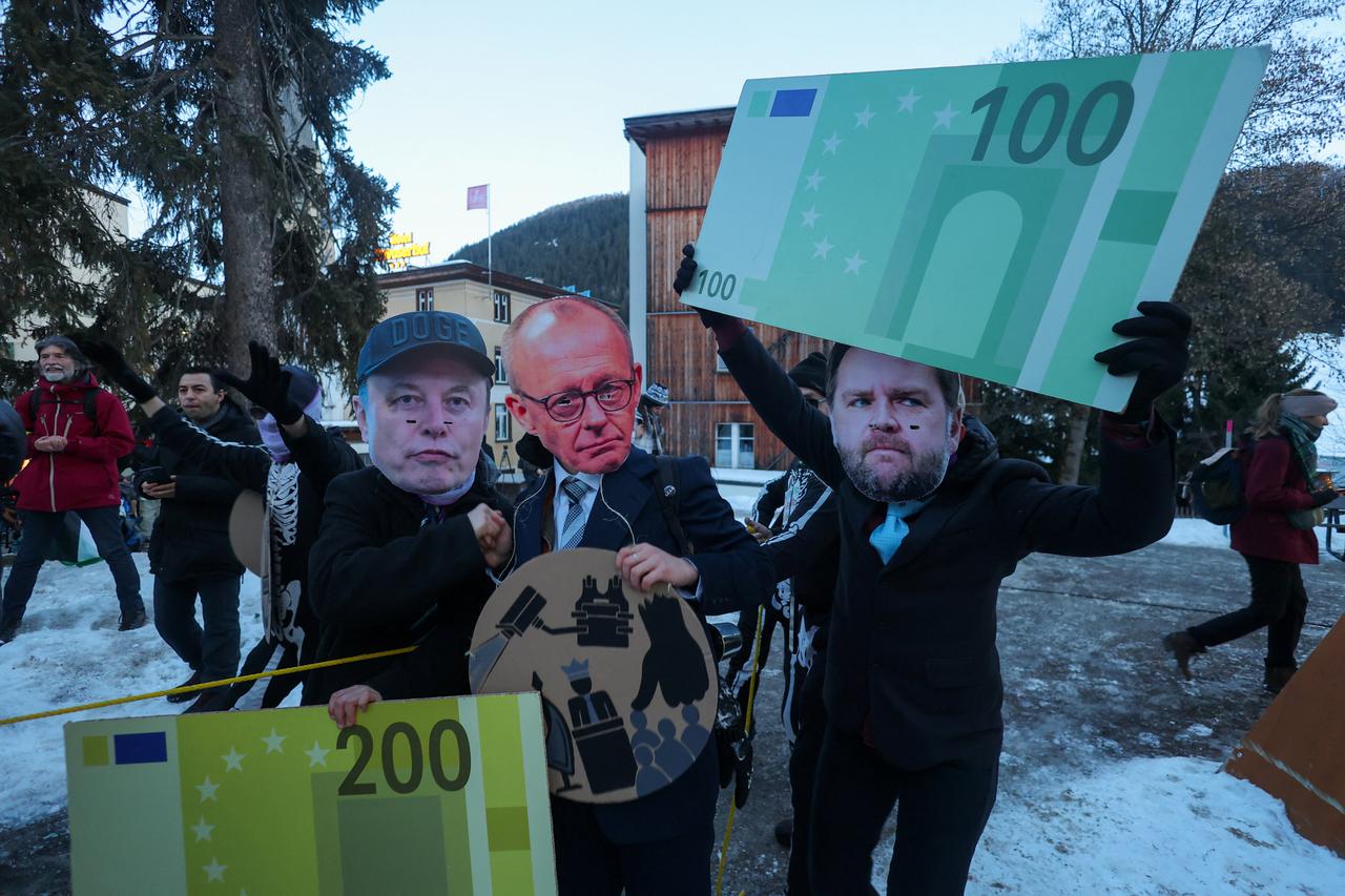 Protest ahead of the opening of the World Economic Forum (WEF), in Davos