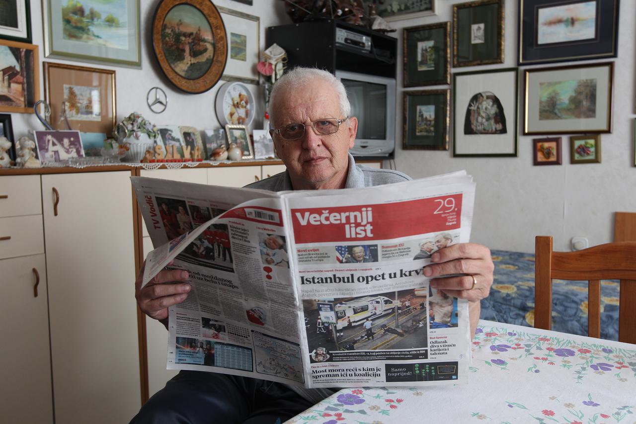 29.06.2016.,  Zagreb- Vladimir Kvenstek, dugogodisnji citatelj Vecernjeg lista.  DKS_56140010 Photo: Boris Scitar/Vecernji list/PIXSELL