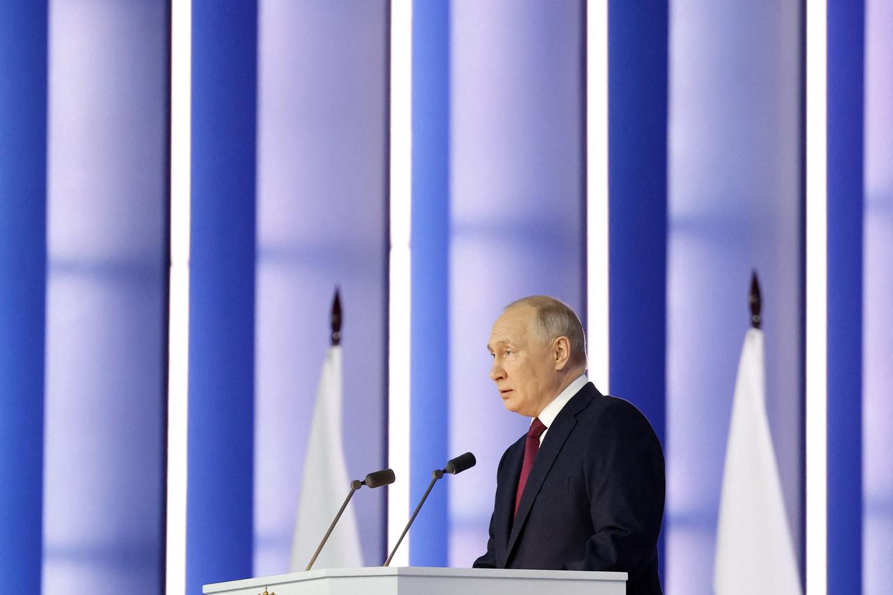 Russian President Putin delivers his annual address to the Federal Assembly in Moscow